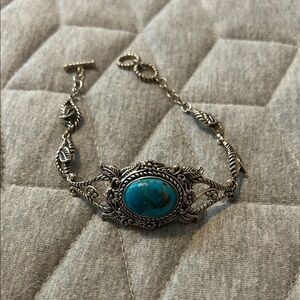 Turquoise Sterling Silver Floral Bracelet